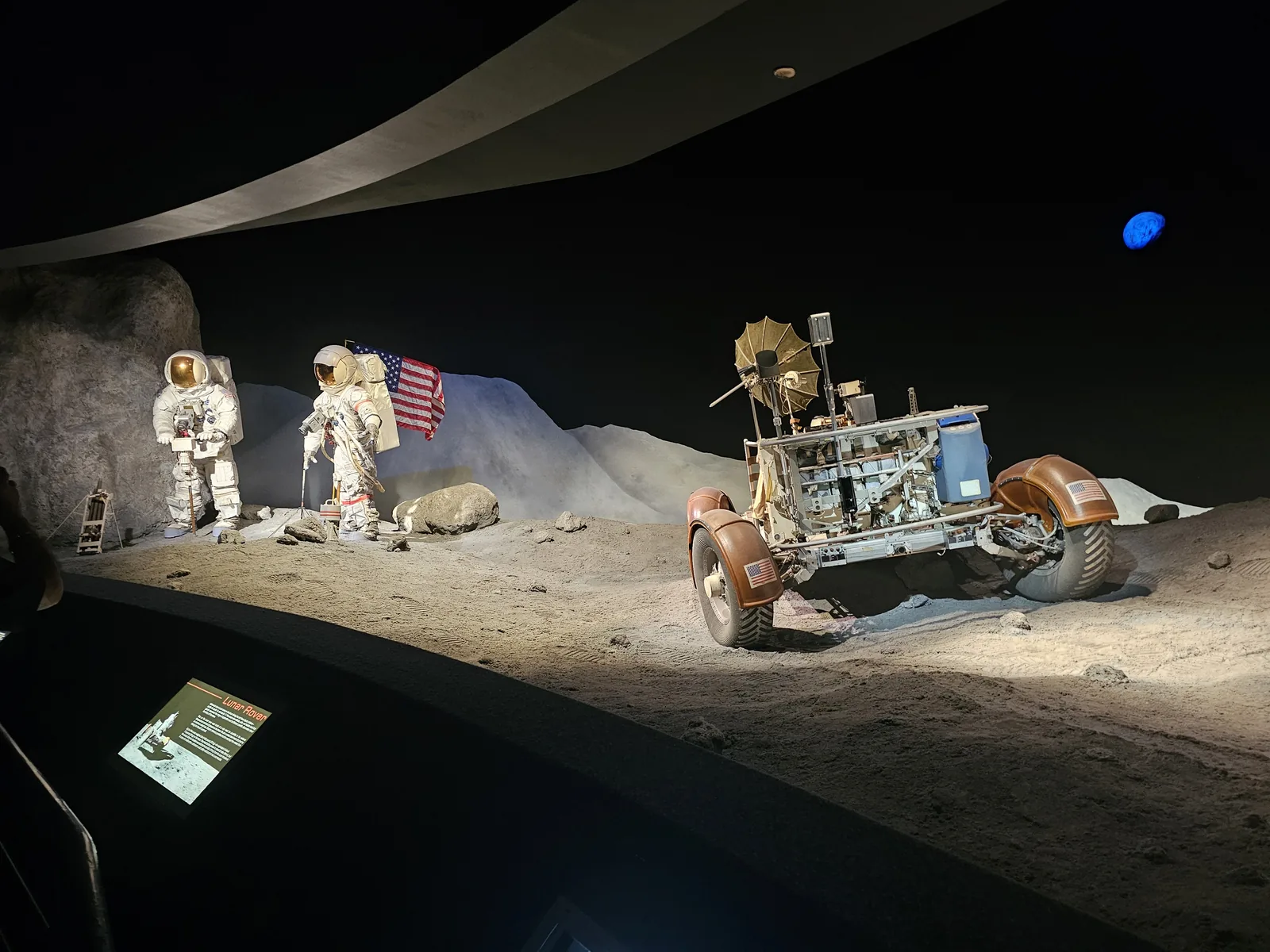 Lunar Roving Vehicle and Apollo astronaut display at Space Center Houston